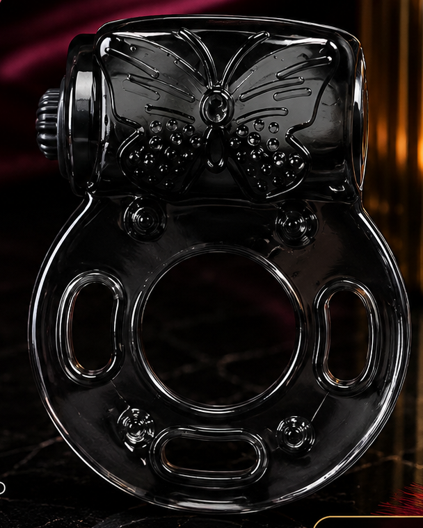 Anel Peniano com Estimulador Borboleta – Preto
