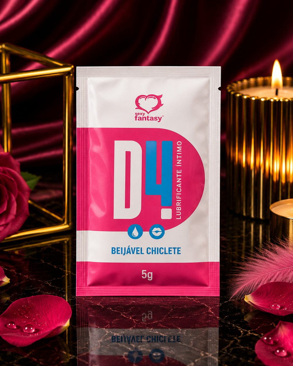 D4! Lubrificante Íntimo Beijável Chiclete 5g – Sexy Fantasy