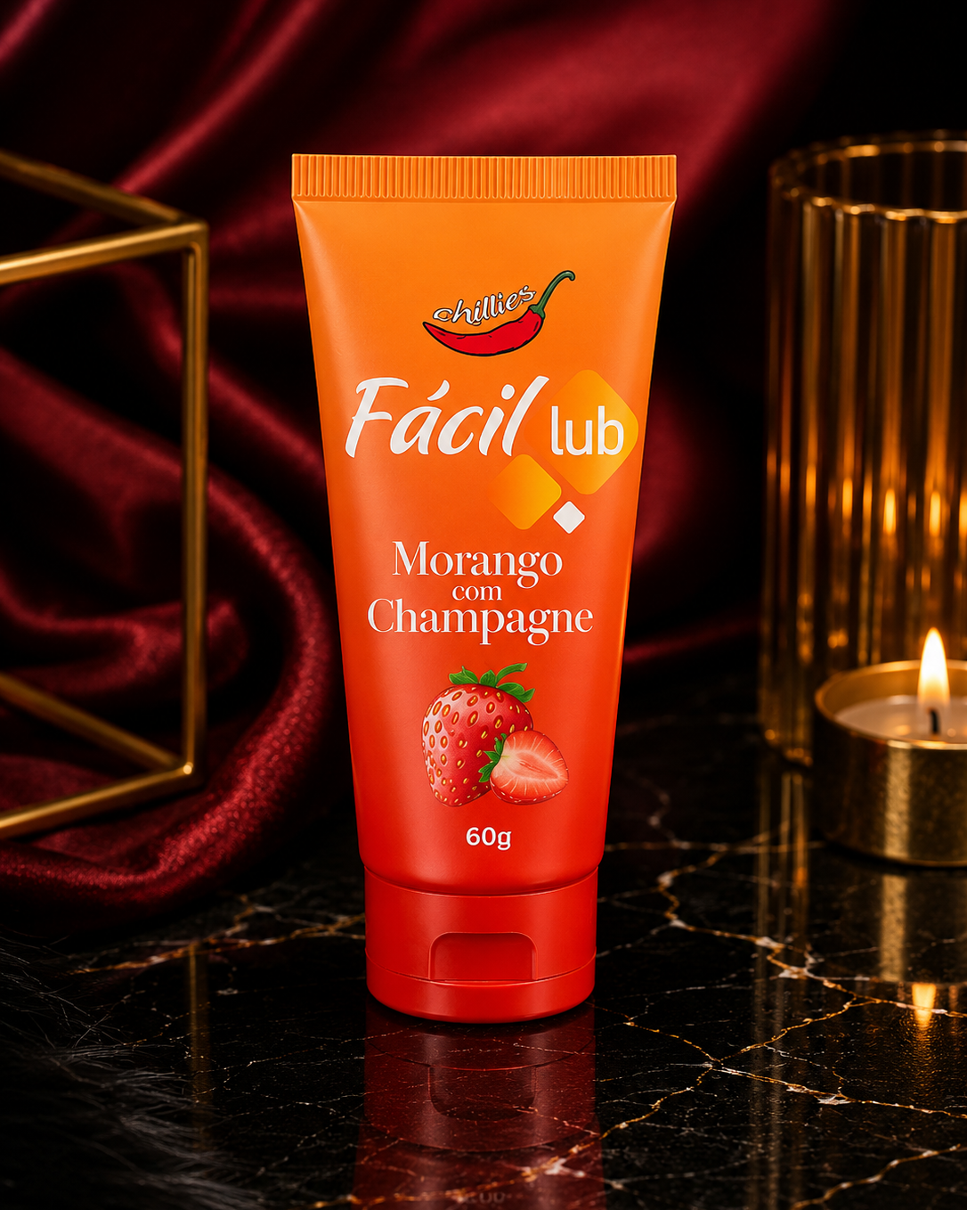 Fácil Lub Morango com Champagne – Gel Lubrificante Íntimo 60g