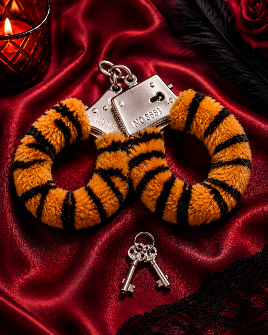 Algema de Metal com Pelúcia Cuffs – Leopardo